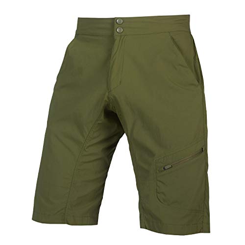 Endura Hummvee Lite - Pantalones cortos de bicicleta de montaña para hombre, color verde oliva talla S, verde oliva, S