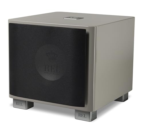 Image of REL T /9x 10-Inch Powered Subwoofer - Sealed Design with Class AB Amplifier, RCA Inputs, and Deep Bass for HiFi Stereo Systems, Home Theater, and Surround Sound - High Gloss Grey Finish