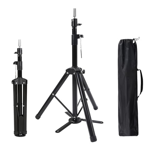 Trepied Perruque Support 31,5" -55,1" Perruque de Tete a Coiffer Professionnel Réglable Trepied de Coiffure pour la Formation en Perruque et en Coiffure