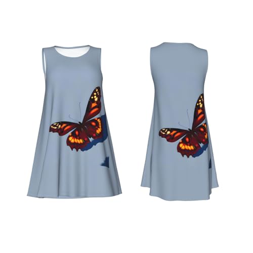Robe d'été fluide et légère sans manches imprimé papillons confortable - 5