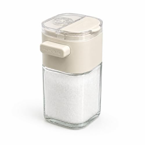 Image of Vasukie Salt & Pepper Square Glass Spice Jar with Black Sifter Two Sided Sifter Cap,Masala jar Spice Container (Each Bottle 120ml) (2IN1 Press Bottle)