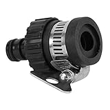 ♝Asegurado de forma segura: el adaptador del grifo del conector de la manguera está diseñado con un clip de retención para asegurarlo. Los clips de acero inoxidable del conector del grifo de la manguera de jardín no son propensos a oxidarse y se pueden usar varias veces.
