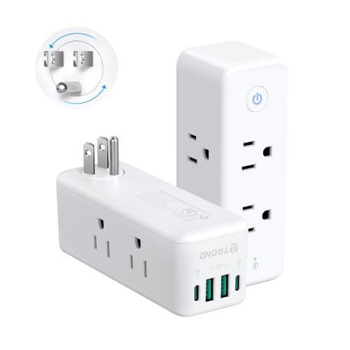 Image of TROND 2 Pack Outlet Extender with 360 Rotating Plug and PD20W USB C Charger