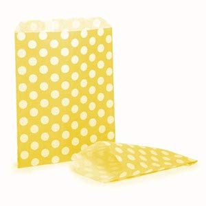 50 Kraft Paper Bags - 5" x 7" (29 Styles) - Sweet/Gift/Counter & Food Bags - Yellow Polka Dot โ image 1