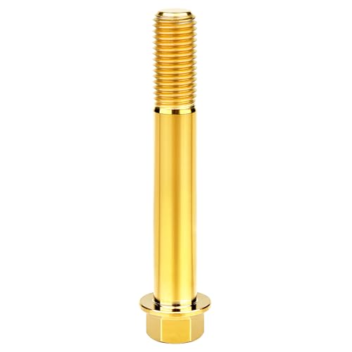 Image of Titanium Bolt M12 30 35 40 45 50 55 60 65 70 75 80 85 90mm Hex Small Flange Head for Motorcycle Car Modification Pack of 4 (M12x80mm Pitch 1.5, Gold)