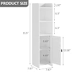 Small Bathroom Storage Cabinet Corner, 7.87''Dx7.87''Wx31.5''H Floor Cabinet with Adjustable Shelves, Freestanding Narrow Bathroom Toilet Paper Organizers for Small Spaces, White - Image 3