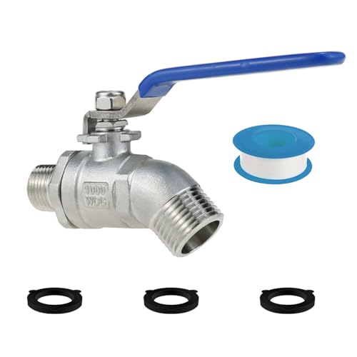 Angry Pony NPT 1/2 to GHT 3/4 Stainless Steel Garden Hose Bib, High Flow Outdoor Water Faucet for Rain Barrel, Watering, Patio Rinsing, Rain Barrel Spigot