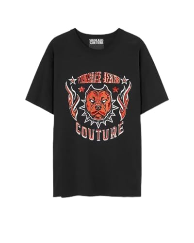 VERSACE JEANS COUTURE Camiseta Negra, Negro , XS