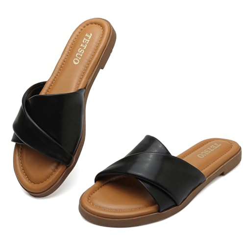 Sandales en cuir confortables à bout ouvert pour marcher tout l'été
