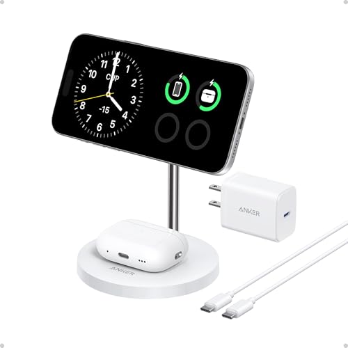 Anker MagSafe Compatible MagGo Charger Stand, iPhone 17 Wireless Charger, 2-in-1 Charging Station...