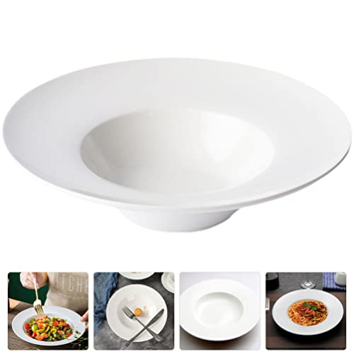 SHERCHPRY Ceramic Pasta Plate 10 Inch European Style Dinner Serving Plate Wide Rim for Pasta Soup Salad Easy to Clean Food Grade Material - Image 2