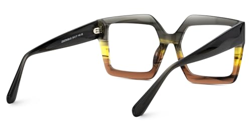 Image of VOOGLAM Oversize Square Blue Light Glasses for Women Men Anti Eyestrain Dry Eyes Computer Phone TV Eyewear Faustine