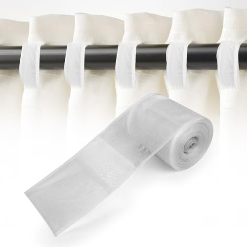 UKOFEW Cinta para Cortinas con Presilla Transparente,Cinta de Cabecera de Cortina,para Cortina de ventana, Puerta Cortina (10 Metros)
