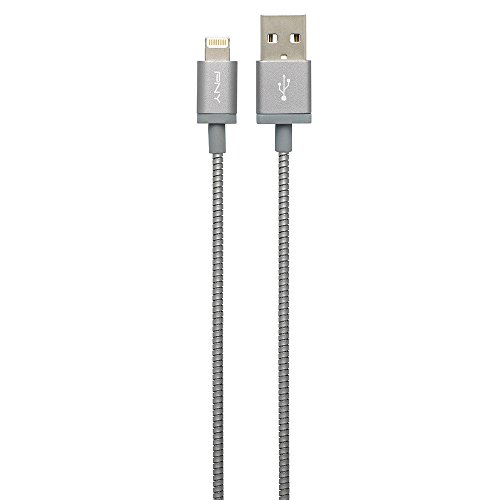 PNY Câble Chargeur et Synchronisation Lightning vers USB Métallique - Espace Gris C-UA-LN-EFL-04 4 ft