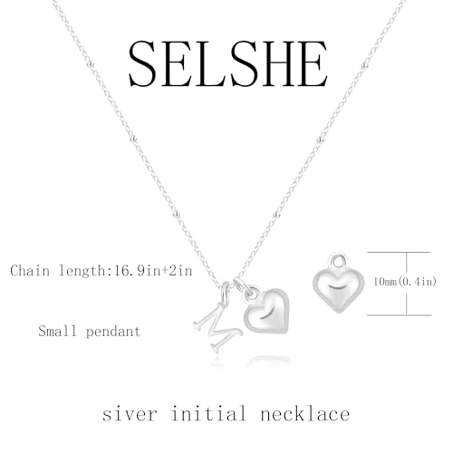 Initial Necklaces for Women,Cute Heart Letter Necklace Small Silver Necklace for Women Trendy Silver Jewelry4