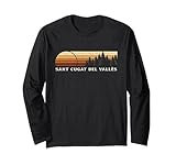Celebra Sant Cugat del Valles España con este diseño vintage de puesta de sol de hoja perenne. Un aspecto atemporal que combina encanto retro y estilo duradero, perfecto para aquellos que aprecian el orgullo duradero de la ciudad o el campo.