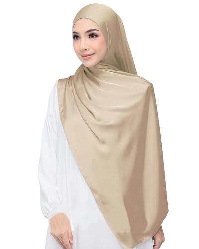 Lina & Lily Luxury Satin Hijab Head Scarf Shawl Wrap for Muslim Women Extra Long