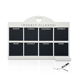 Empire Weekly Planner and Menu Board for Kitchen, Work Planner Blackboard, Wall Mounted Daily Planner, to Do List, Dry Erase Meal Planner with White Cloth for Office & Home (Standard, White)