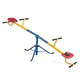KOTEK Teeter Totter, Sit and Spin Seesaw for Toddlers Age 3-7, Heavy Duty Metal 2-Person Playground Equipment for Backyard, 360° Rotating Seesaw Indoor & Outdoor Toy, Gift for Boys Girls (Blue)