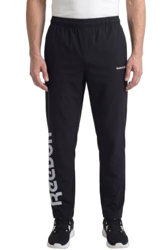 Image of Reebok Men's Woven Mesh Track Pants - Breathable Mesh Panels Gym Trackpants for Men | Training Running Payjama for Men | Athletic Pants - Elastic Drawcord Waistband