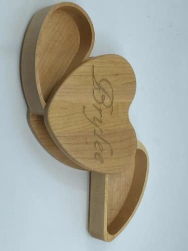 MIRROR MANIA Stylish Premium Wood Heart Shaped Maple Wooden Jewelry Box Personalized Free Engraved Features Two Half-Heart Inner Compartments That Swivel Out Hidden Drawers Keepsake Box Gift