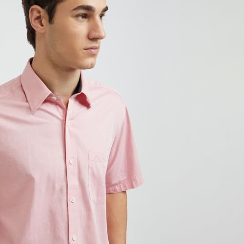 Image of Colorplus Men's Pure Cotton Solid Pattern Classic Fit Spread Collar Half Sleeve Casual Shirt
