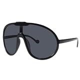 Dollger Oversized Sunglasses for Women Trendy One Piece Big Frame Shield Large Sun Y2k Glasses UV400 Black Shades Huge Goggles Black