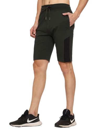 Image of MARK LOUIIS Men's Cotton Blend Shorts with 2 Zipper Pockets + 1 Back Pocket | Lightweight Breathable Casual Shorts | Elastic Waist Comfortable Fit | Multi-Color | M to 7XL