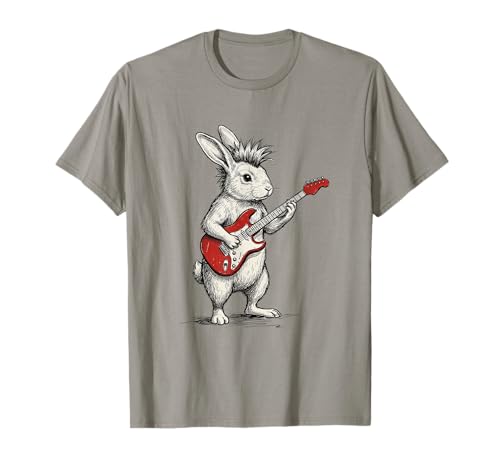 Image of Bunny Playing Guitar Rock & Roll Rabbit Rocker Music T-Shirt