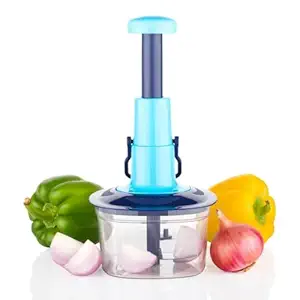 Easy Push Food Chopper 650 ml, Steel Large Manual Hand-Press Vegetable Chopper Mixer Cutter to Cut Onion, Salad, Tomato,