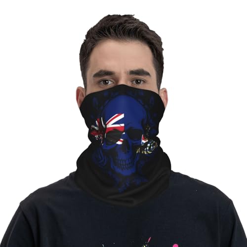 Cayman Islands Cayman Islanders Flag Skull Neck Gaiter Balaclava Face Mask for Men Women Patriotic Design Seamless Bandana Cover Scarf Headwear Headband Head Wrap White