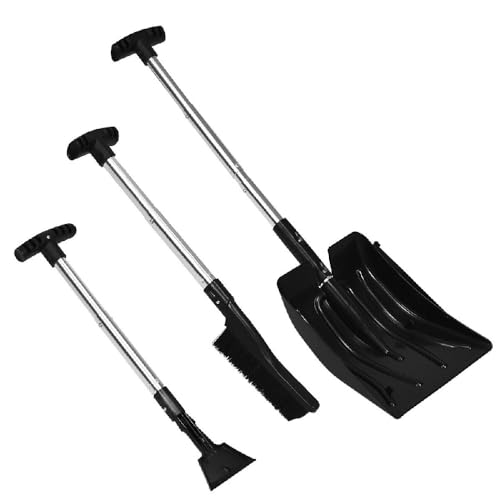 3-in-1 Snow Shovel w/Ice Scraper & Brush Portable Emergency Shovel Kit New
