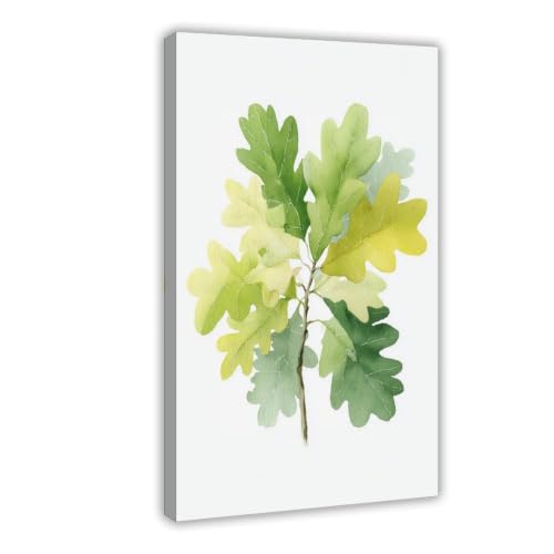 Peinture sur toile feuille jaune et verte 40x60 cm pour salon