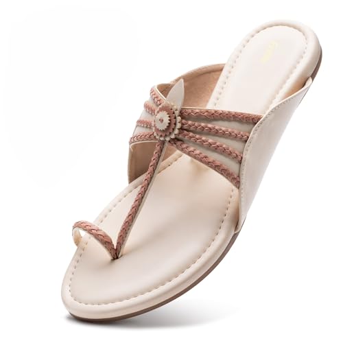 Image of Frido Women's Comfort Flat Sandals | Ethnic Style Slip-On | Super Soft Cushioned Sole, Padded Knit Upper, Breathable & Anti-Skid Zero-Drop | Available in Comfort Flat & Ethnic Kolhapuri style