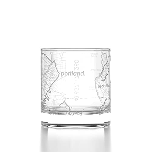 Well Told Engraved Portland Maine Map Rocks Glass, Old Fashioned