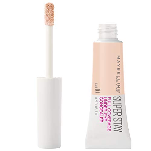 Maybelline New York Super Stay Super Stay Full Coverage, Brightening, Long Lasting, Under-eye Concealer Liquid Makeup For Up To 24H Wear, With Paddle Applicator, Fair, 0.23 fl. oz.