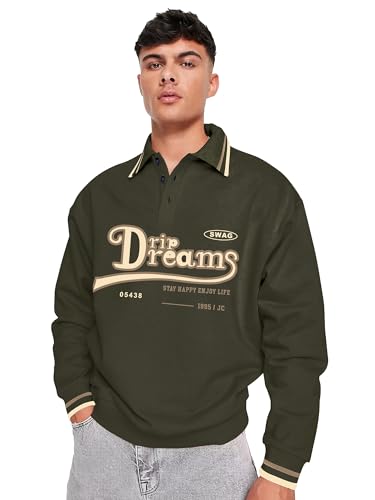 Image of Jump Cuts Mens Printed Polo Neck Full Sleeve Oversized Fit Cotton Blend Polo T-Shirt Large for Men