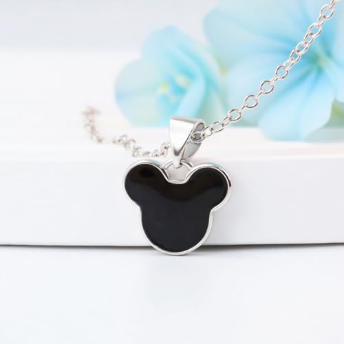 S925 Sterling Silver Sweet Mouse Necklace for Women Black Dropper Cute Mouse Lucky Princess Animal Jewelry Gifts for Wife Daughter Anniversary Romantic Birthday Gifts2