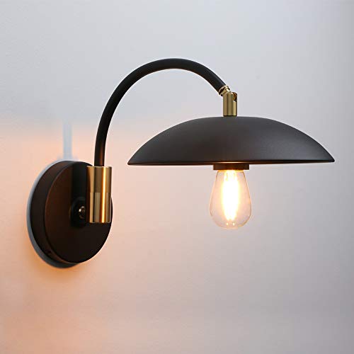 Image of Pathson 2 Pack Adjustable Wall Sconce, Industrial Swing Arm Wall Lamp Hardwired with Metal Base, Retro Indoor Wall Light Fixtures Decor for Bedside Living Room (Matte Black)