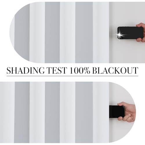 Image of PONY DANCE White Total Blackout Curtains 84 inch Length 2 Panels Set, 100% Black Out Grommet Thermal Insulated Drapes for Bedroom, Noise Reducing Window Treatments for Living Room, 34 inch W x 84 inch L