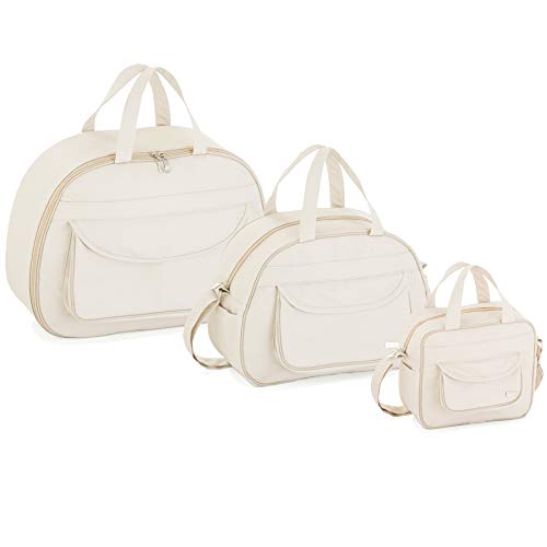 Fazendo Arte Kit Bolsas Maternidade Clean Bege Com 3 Peças - Bege Grande Pacote De 3