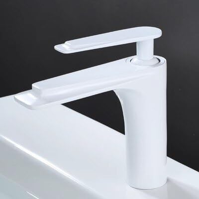 Mitigeur d'eau froide et chaude en laiton blanc et or short