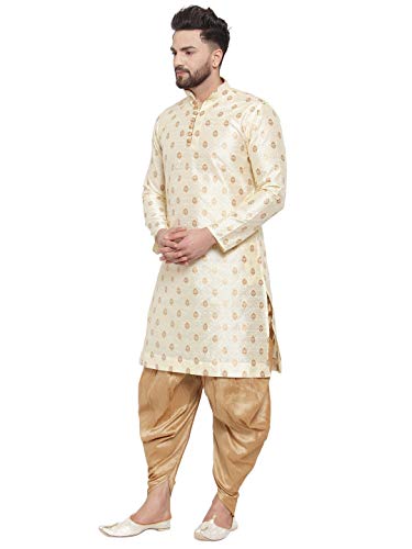Image of Larwa Men's Cotton Silk Kurta And Salwar Dhoti Set