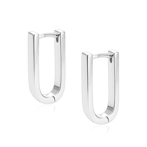 ALEXCRAFT 925 Sterling Silver Earrings for Women Trendy Hypoallergenic Silver Hoop Earrings Statement Small Chunky Huggie Hoops Earring Jewelry for Women, 12*13mm, Sliver, No Gemstone