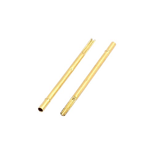 Image of uxcell 100pcs R50-2S 0.86mm Dia 17.5mm Length Metal Test Probe Needle Cover Gold Plated