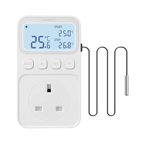 INKBIRD Thermostat Outlet Socket, Digital Temperature Controller for Heating and Cooling, C216T Timer Thermostat Plug for Reptile, Aquarium, Incubation, Tortoise, Lizard, Vivarium