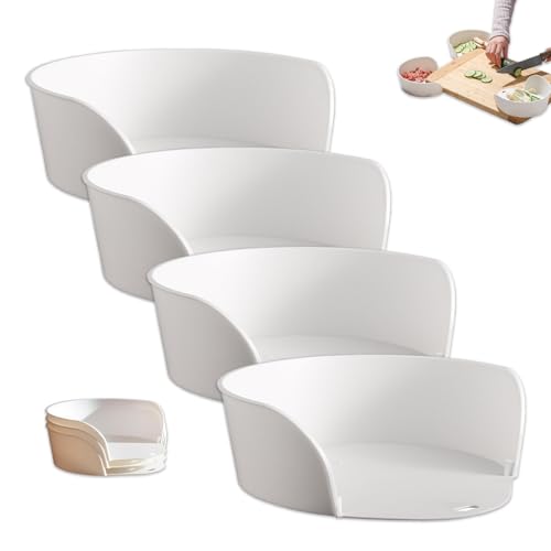 Food prep bowls for Cutting Board, Cutting Board Prep Bowls, Food Prep Bowls Slide Under cutting boards, Chopping Board Side Dish Plate (4)
