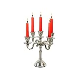 Rely+ 5 Arm Baby Candelabra Silver Glossy 8 Inch Taper Candle Holders Gothic Decorations Candlesticks Holder Home Decor Wedding Parties Centerpiece for Dining Table