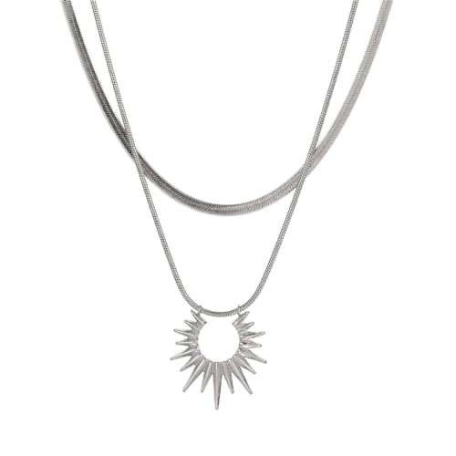 Sun Layered Choker Daily Wear Multilayer Sun Pendant Necklace Minimalist Style