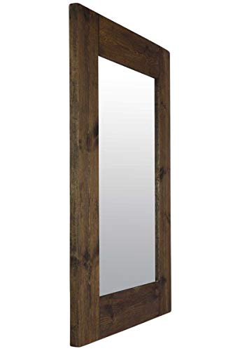 ADHW Extra Large Wall Mirror Solid Wood Brown Framed Pine 4Ft X 3Ft 122cm X 91cm